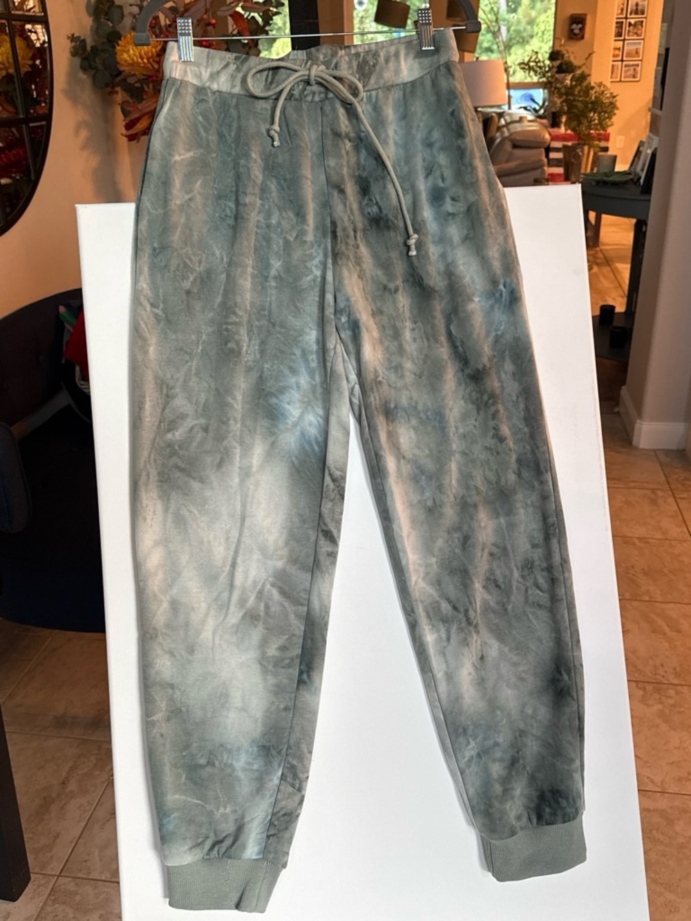 Women’s BaeVely-(Wellmade USA)Tie-Dye Jogger Pants - Gray Green